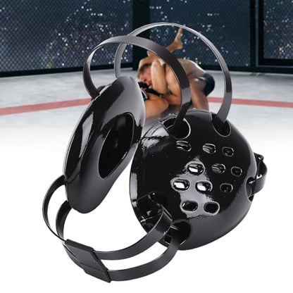 CCYLEZ Wrestling Headgear with Chin Pad MMA BJJ Ear Guards 11 Hole Breathable Adjustable Grappling Headgear for Jiu Jitsu Helmet