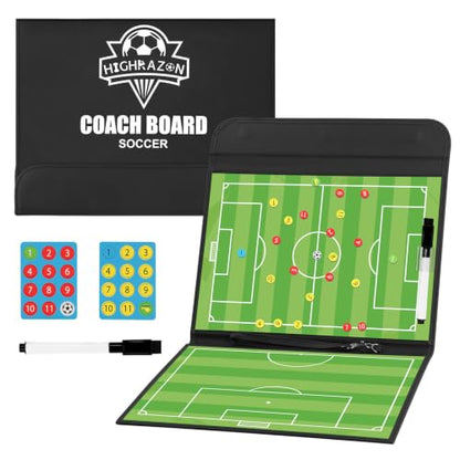 Soccer Coaching Board, Magnetic Soccer Clipboard for Coaches, Foldable Board with Dry Erase Marker - style: Soccer-A