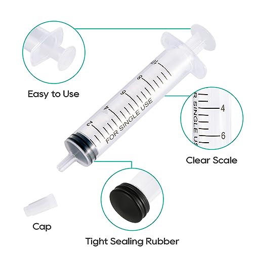 100 Pack 10ml Syringes Plastic Small Measuring Syringe with Tip Cap, Oral Syringe for Scientific Labs, Feeding Pets, Measurement,Refilling, No Needle