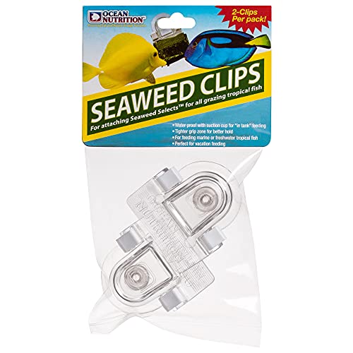 Ocean Nutrition Fish Feeder Seaweed Clips for Saltwater Fish - Aquarium Suction Cups, Holds Food Intact, Prolongs Feeding Process, Pack of 2 for Tangs, Rabbitfish, Marine Angelfish, Wrasses, Damsels - size: 2 Count (Pack of 1)