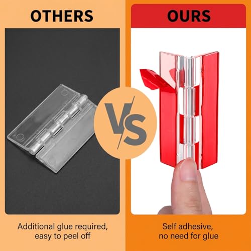 Thinp 4 Pcs Self Adhesive Clear Plastic Hinges, 65x40mm Acrylic Hinge-Transparent Folding Plastic Hinges for Crafts Aquarium Lid Cabinet Furniture Display Stand