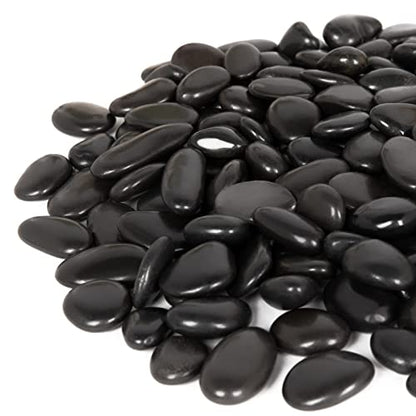 15 lb Black River Rocks for Landscaping, Polished Black Pebbles for Potted Plants & Vases, Large 1-2 Inch Decorative Stones for Garden Beds, Planters & Aquariums Decor