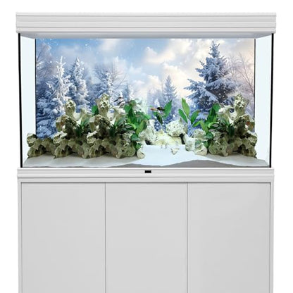 YongFoto Fish Tank Background - 24x16 inch Winter Snow Scene Aquarium Backdrop for Reptile Terrarium & Bearded Dragon Habitat - color: White, size: 24x16in/60x40cm