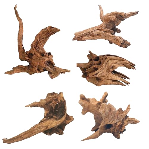 5PCS Aquarium Driftwood,3.5-7in Natural Coral Wood,Fish Tank Driftwood Assorted Branches Reptile Tank Decor Aquarium Decoration - size: S:Mopani driftwood 3.5-7in 5PCS