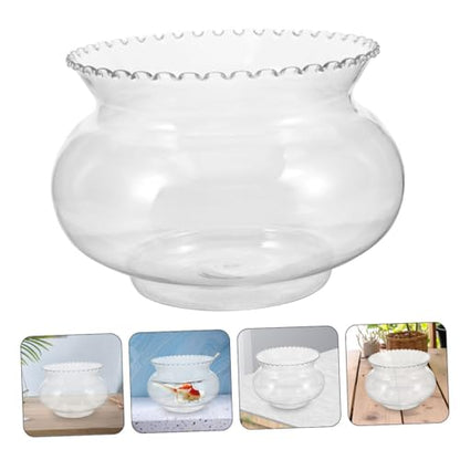 Cabilock Plastic Fish Bowl Unbreakable Small Aquarium for Betta Fish Round Tank for Desktop Decor Easy Maintenance Bowl