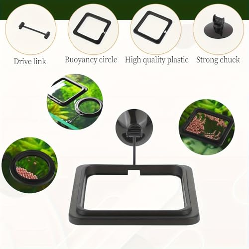 Set of 2 Fish Tank Feeding Rings Equipped with Suction Cups, Designed for Floating Plants, Water Change Fish Feeders, and Suitable for Bettas, Goldfish, and Turtles (in Black Color), Without Battery