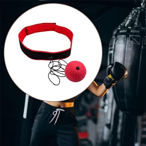 Boxing Reflex Ball Exercise Set Adjustable Headband Punch Training Game Ball on String Reaction Speed Suitable for Kids Adults Home Gym Workout, Red Black