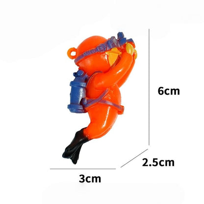 Floating Fish Tank Decorations,Aquarium Decor,Decor Accessories,Scuba Diver Ornament,Betta Fish Toys ﻿ (Orange)