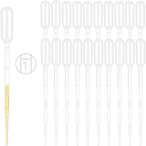 1000Pcs 1ML Dropper Pipettes - Disposable Plastic Pipettes for Lab Science, Essential Oil, DIY Art, Medicine - Excellent Suction Without Leakage