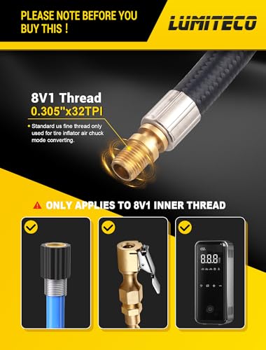 LUMITECO 21'' Quick Air Release Extention Hose, Tire Valve Extension Tube w/Presta Valve & Air Pump Ball Needle Set, Air Tire Inflator Pump Hose with Air Chuck Adapter for Portable Air Compressor - size: 21‘’ Hose Set