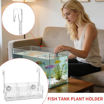 Plant Holder for Aquarium - Acrylic Hydroponic Basket Transparent Adjustable Height Aquatic Plant Holder Decoration Corner Shelf Underwater Vine Moss