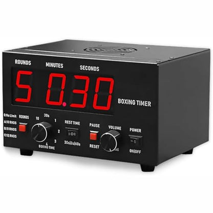 Boxing Interval Timer with Adjustable Buzzer for Muay Thai, MMA, Kickboxing Training and Rest Management - color: Red