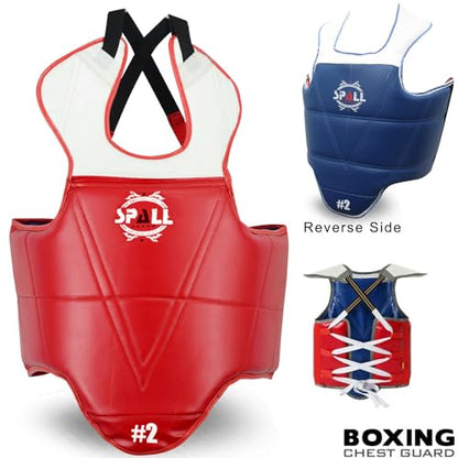 Body Protector Reversible, Kickboxing MMA Muay Thai Chest Guard, Sparring Training, Martial Arts Upper Belly Pad - size: 5, style: RD/BL