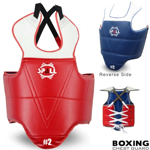 Body Protector Reversible, Kickboxing MMA Muay Thai Chest Guard, Sparring Training, Martial Arts Upper Belly Pad - size: 1, style: RD/BL