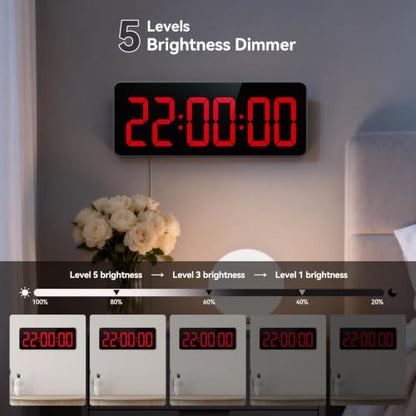Gym Timer Clock, 12" LED Exercise Timer for Workout Intervals - color: Red