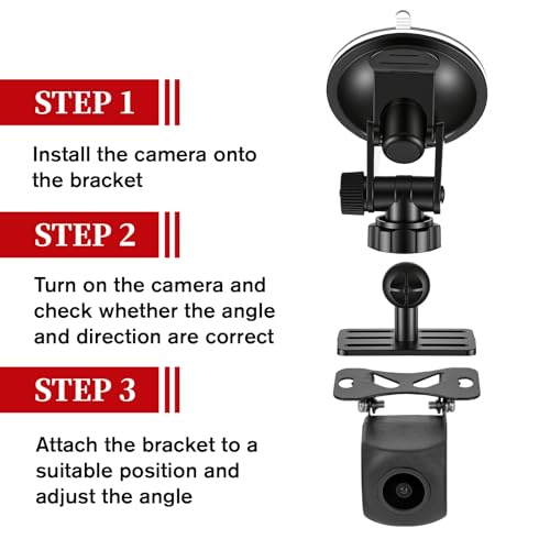 2 Pack Rear Dash Cam Mounts Car Rear Camera Mount Backup Camera Suction Cup Mount Clip Replacement Adhesive Backup Carplay Mounts for Windshield Universal Holder for Car Recorder, Adjustable
