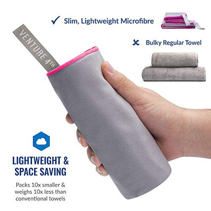 VENTURE 4TH Quick Dry Travel Towel, Ultra Soft Microfiber - 3 Sizes - color: Gray Pink, size: 40.00" x 21.00"