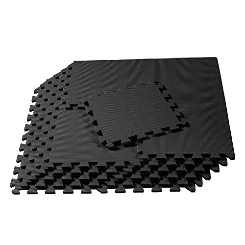We Sell Mats Interlocking Foam Floor Tiles - 3/8" Thick Black 36-Pack - color: Black, size: 48 Sq Ft (48 Tiles)