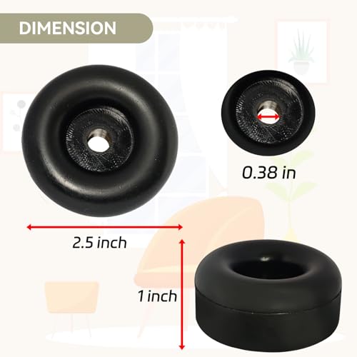 Heavy Duty Rubber Anti Vibration Feet Pads for Generators, Pressure Washers, Air Compressors, Round Rubber Bumper, 1 X 2.5 in Vibration Dampeners with Screw Kits (4 Pack)