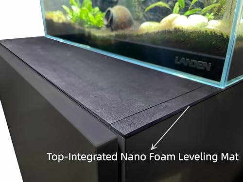 Aquarium Wooden Stand and Cabinet for up to 16 Gal Tank, Fish Reptile Sea Salt WaterTank Stand, Nano Foam Leveling Mat Included, W23.6xD11.8xH31.5 in, Wooden Matte Black Painted(Stand Only)