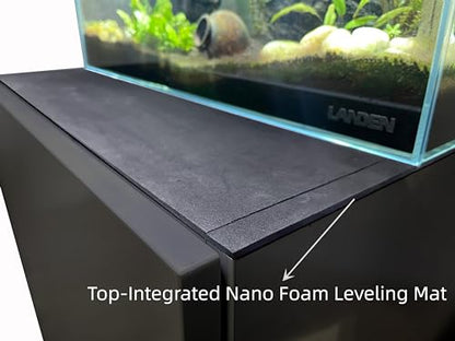 Aquarium Wooden Stand and Cabinet for up to 16 Gal Tank, Fish Reptile Sea Salt WaterTank Stand, Nano Foam Leveling Mat Included, W23.6xD11.8xH31.5 in, Wooden Matte Black Painted(Stand Only)