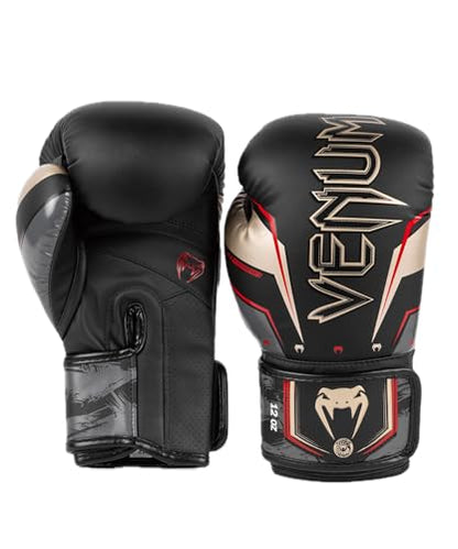 Venum Elite Evo Boxhandschuhe - color: Black/Gold/Red, size: 10 oz