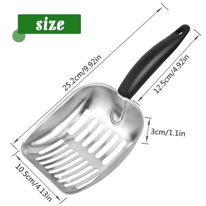 Cat Litter Scoop -Metal Cat Litter Scoop-Sturdy Mesh Scooper - Mesh Shovel-Easy to Clean - Suitable for Cat Litter Box -Black - color: Black, size: L-1