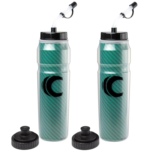Cannon Sports 28oz Insulated Squeeze Water Bottle with Straw, Leak Proof Lids, 2 lids (Straw and Squeeze), Double Wall Insulation, Wide Mouth, BPA-Free (2 Pack) (Green) - color: Green