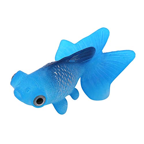 SUNGOOYUE Aquarium Decoration Silicone Fake Betta Fish Ornament 3 Inch Floating Artificial Fish with Suction Cup Look Easy Clean for Freshwater Saltwater Tank (No. 4 Blue Goldfish) - color: No. 4 Blue Goldfish