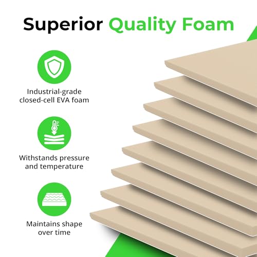 XCEL Equipment Pads, Anti Vibration Non Slip Furniture Pads Customizable Acoustic Foam Rubber Pads Versatile Adhesive and Non-Adhesive (6" x 6" x 1/4" (8 Pack), White - Adhesive One Side) - color: White, size: 6" x 6" x 1/4"