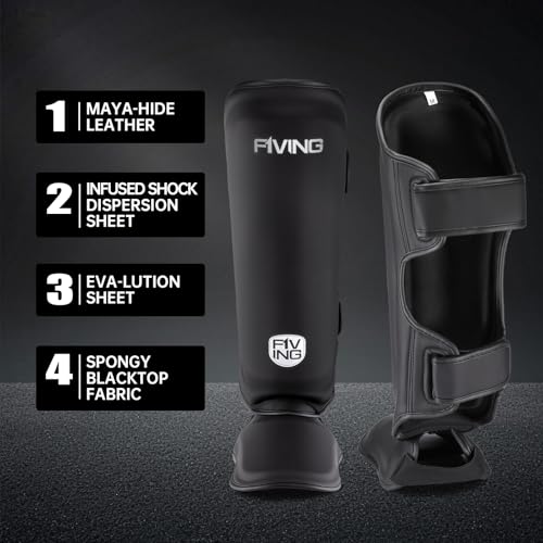 Muay Thai Shin Guards for Kids - color: Black, size: Medium