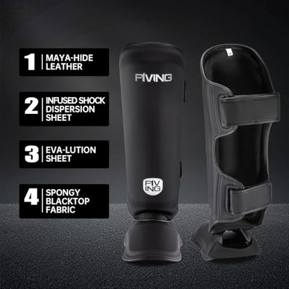 Muay Thai Shin Guards for Kids - color: Black, size: Medium