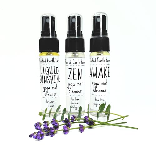 Yoga Mat Cleaner Spray Gift Set - 1 fl oz - Room and Body Mist - 3 Scents - Zen and Liquid Sunshine and Awake