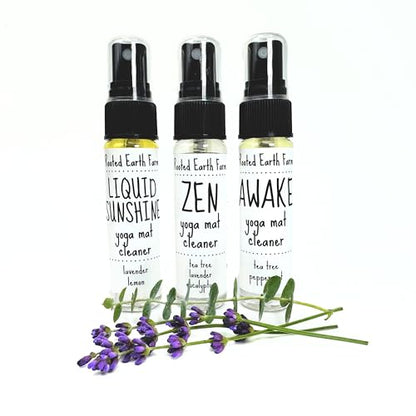 Yoga Mat Cleaner Spray Gift Set - 1 fl oz - Room and Body Mist - 3 Scents - Zen and Liquid Sunshine and Awake