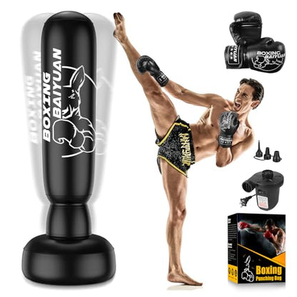 BaiYuan Inflatable Freestanding Punching Bag with Stand - size: 71"