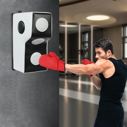 Wall Mount Punching Bag – Space-Saving Boxing Training Equipment for Hooks, Uppercuts & More (15.7x11.8x27.5in) - Durable PU, EVA, Steel Design for Home Gym - color: White