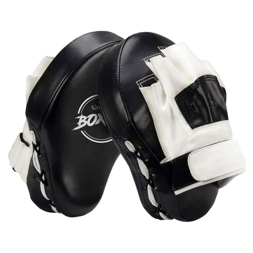 Valleycomfy Boxing Pads Curved Focus Punching Mitts for Men Women - color: Black White