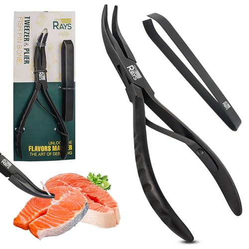 Fish Bone Pliers/Tweezers – Ergonomic Non-Slip Grip, Food-Grade Stainless Steel Deboner | Pin Bone Remover for Salmon, Trout & All Fish - color: Fish Bone Pliers/Tweezers Set
