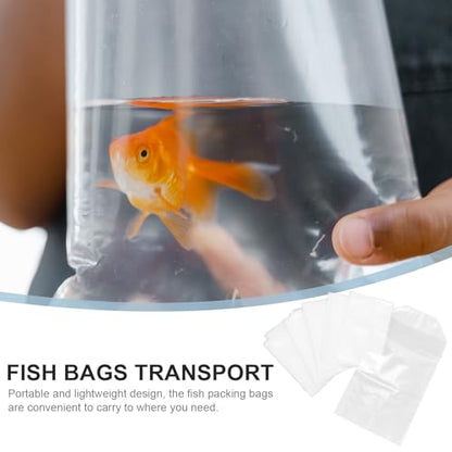 50 Pieces Ornamental Fish Packaging Bags with Leak-proof Bottom, Plastic Aquarium Shipping Bags for Live Fish Transport with Elastic Bands, Size 20x35x12cm