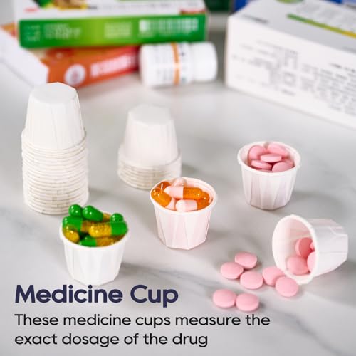 LITOPAK 500 Pack 0.75 oz Disposable Paper Souffle Medicine Cups, 3/4 oz Sample Cups for Tasting Pills, Food Dessert Services, and Condiments - style: White-0.75oz-500