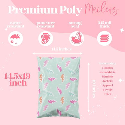 Designer Poly Mailer Original Variety Pack, Heavy Duty Waterproof Self-Seal Shipping Bags for Small Businesses, Cute Mailing Envelopes, Bulk Tear-Resistant Packaging, 36 Bags
