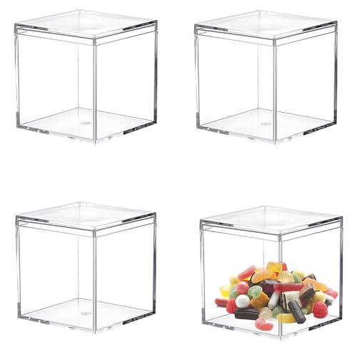 Acrylic Box Acrylic Square Cube Clear Display Boxes Boxes with Lids for Weddings Party Favors Jewelry Storage Box - size: 2.4 x 2.4 x 2.4 Inch