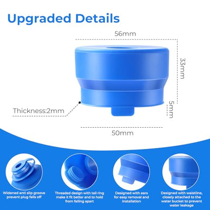 3 and 5 Gallon Water Jug Cap, Reusable Food Grade Silicone Replacement Cover for 55mm Opening Water Jug Lid, Non Spill Water Bottle Caps - pack of 3