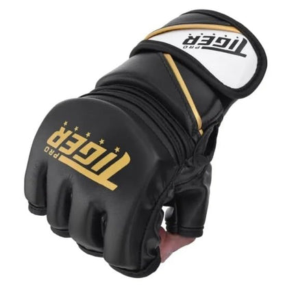 MMA Grappling Gloves: Durable Maya Hide Leather, PC-3 Shock Padding & Quick-EZ Wrist Support - size: Medium