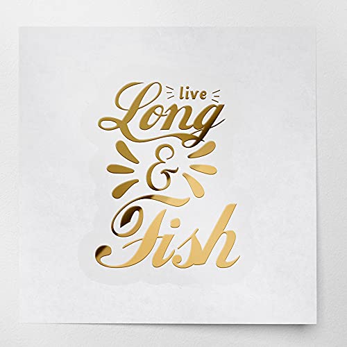 Decal Stickers of Fish (Metallic Gold) (Set of 2) Luxury Weatherproof Vinyl Decal Stickers for Laptop Desktop Smartphone Car Dirt Bike Wall Room Mason Jar Bathtub - ANDVER10e6483GO_1123 - color: Metallic Gold, size: 5.6'' x 7.2''