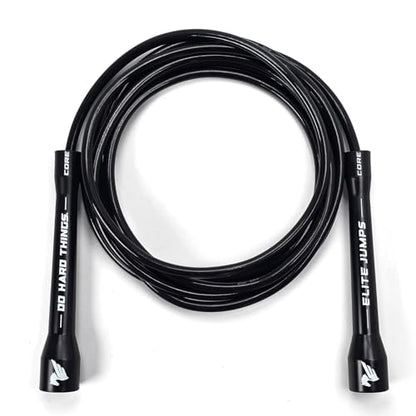Elite Jumps 6mm PVC Jump Rope, Adjustable Skipping Rope - color: Black/Black - 5" Handle