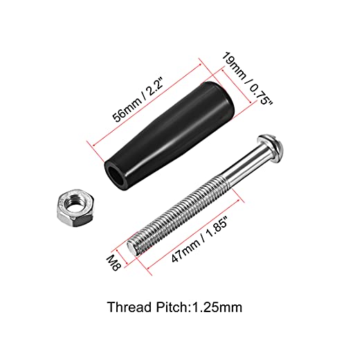 uxcell Clamping Handles Screw Knobs Handle,M8 x 47mm (DxL) Threaded Plastic Metal Revolving Handle Grip 2pcs