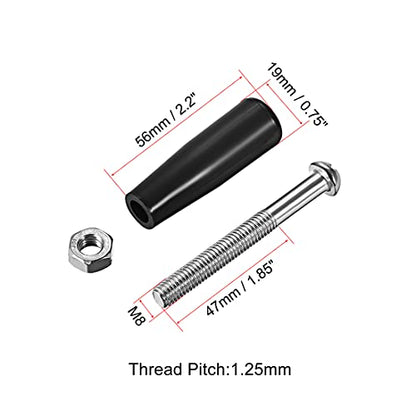 uxcell Clamping Handles Screw Knobs Handle,M8 x 47mm (DxL) Threaded Plastic Metal Revolving Handle Grip 2pcs