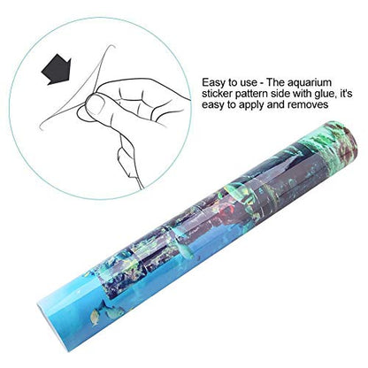 Fdit PVC Aquarium Background Underwater Poster Fish Tank Wall Decorations Sticker for Aquarium (61 * 41cm)
