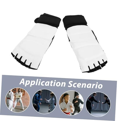 BESPORTBLE Taekwondo Double-Layer Reinforcement and Ventilated Design Foot Protector 1 Pair White Pu Sparring Gear Lightweight and Comfortable for Kickboxing Sessions and MMA Sparring Drills